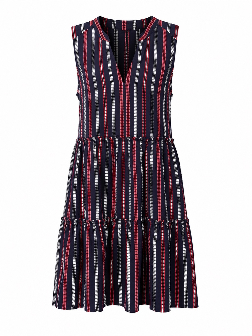 Michael Stars Navy Striped Tiered Sleeveless Dress Boho Cotton Size Small